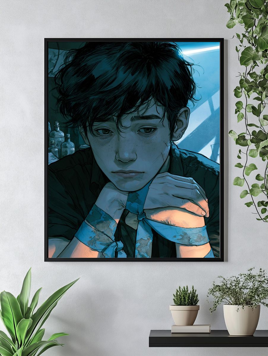 Brooding Anime Portrait Poster. — room view 4