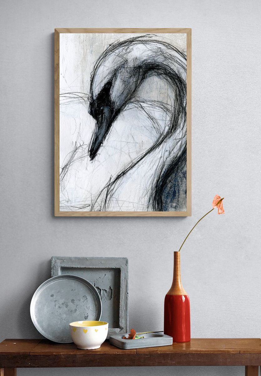 Abstract Swan Sketch Poster. — room view 3