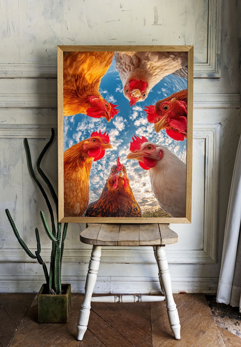 Curious Chickens Photography Poster. — room view 1