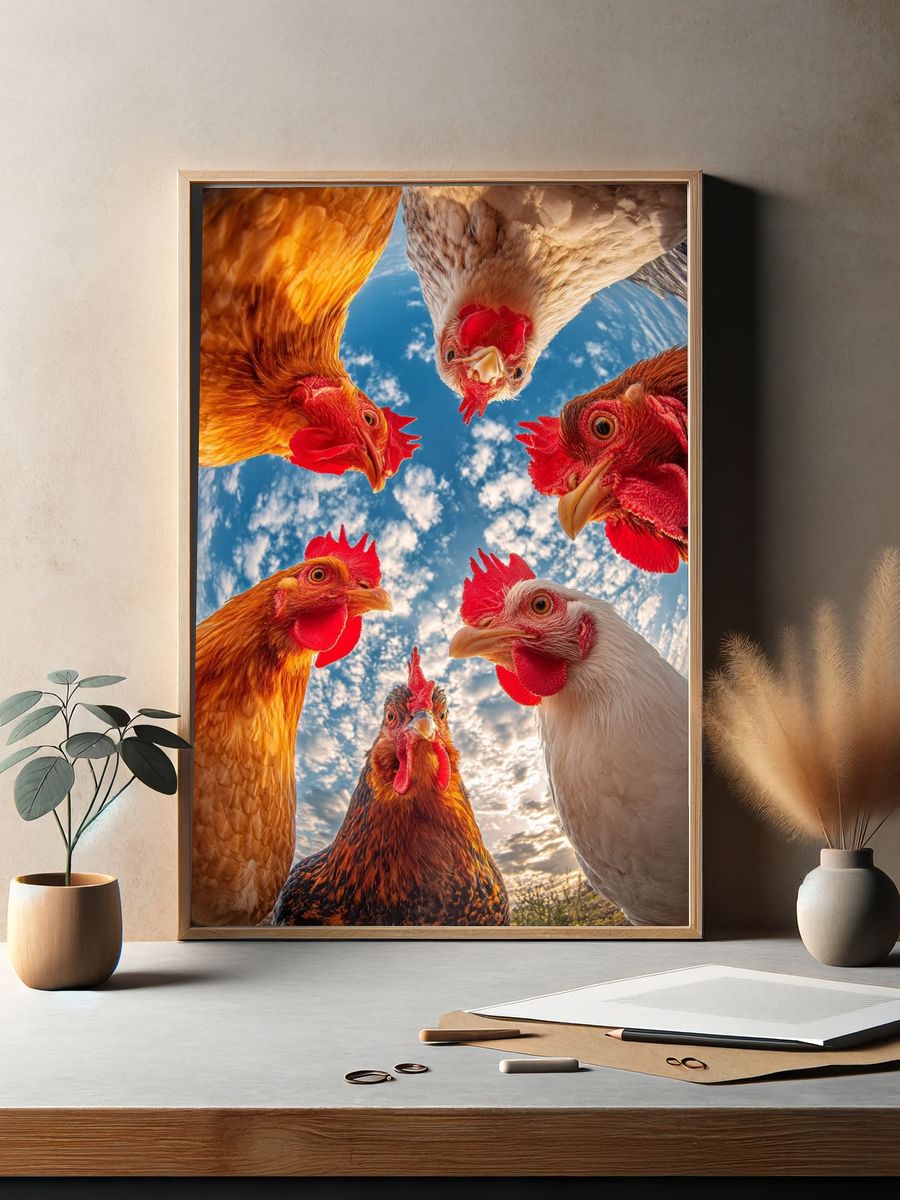 Curious Chickens Photography Poster. — room view 2