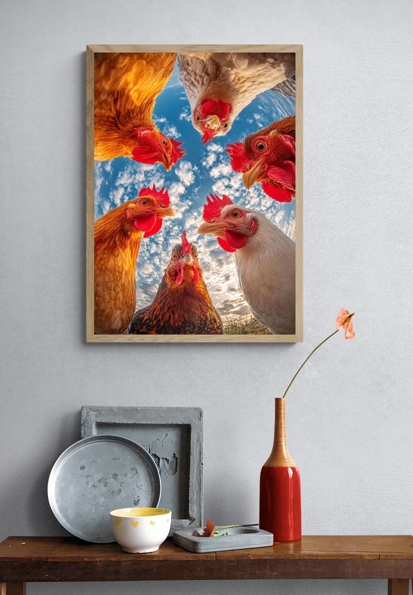 Curious Chickens Photography Poster. — room view 3
