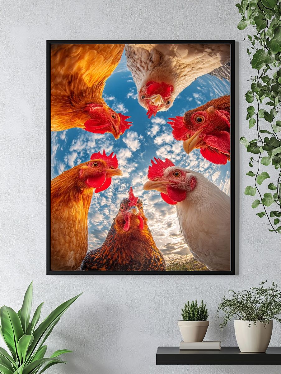 Curious Chickens Photography Poster. — room view 4