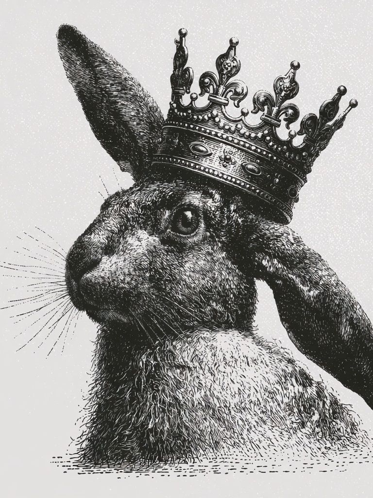Crowned Rabbit Ink Print. poster detail