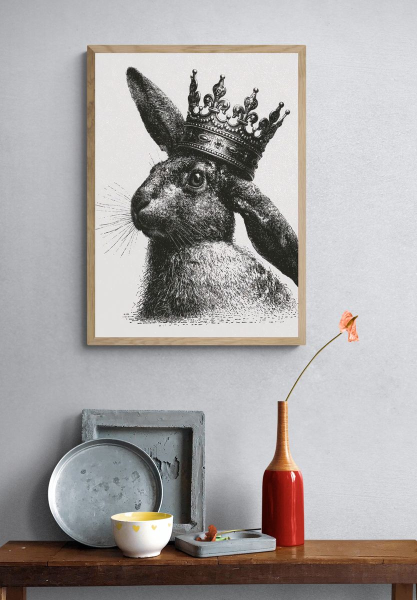 Crowned Rabbit Ink Print. — room view 3