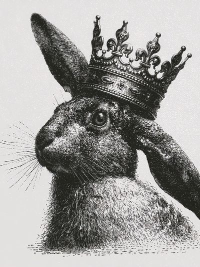 Crowned Rabbit Ink Print.