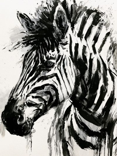 Zebra Ink Portrait Poster. poster