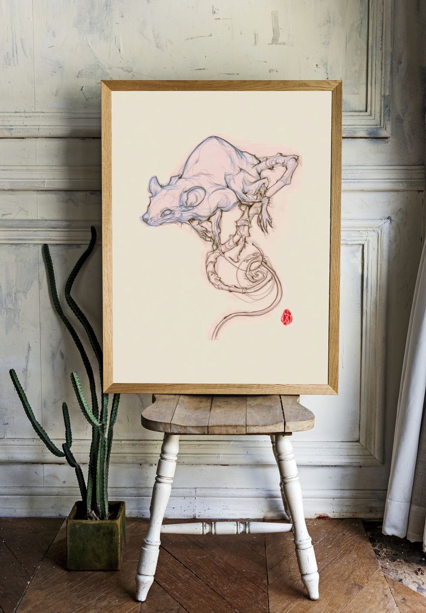 Mouse Sketch Illustration Poster. room preview