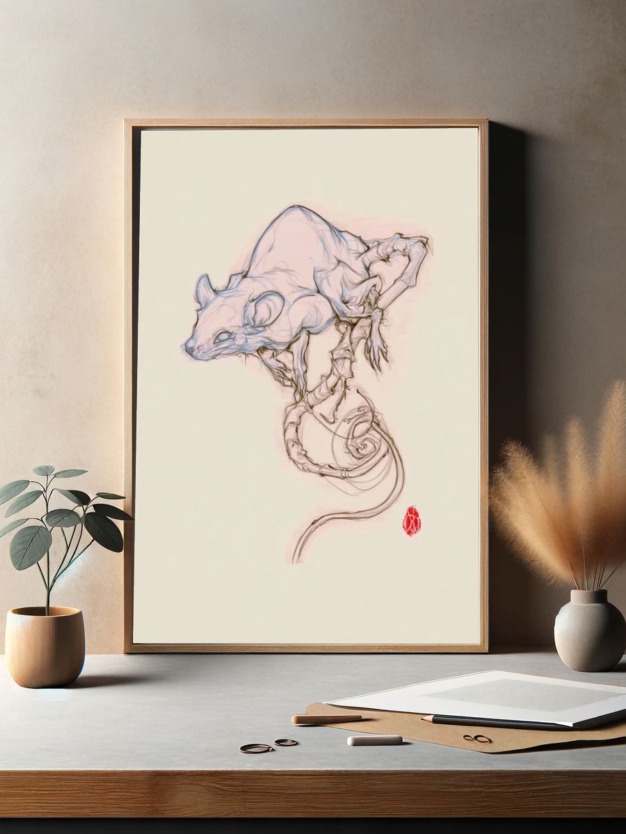 Mouse Sketch Illustration Poster. — room view 2