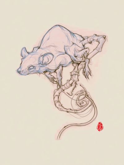 Mouse Sketch Illustration Poster.