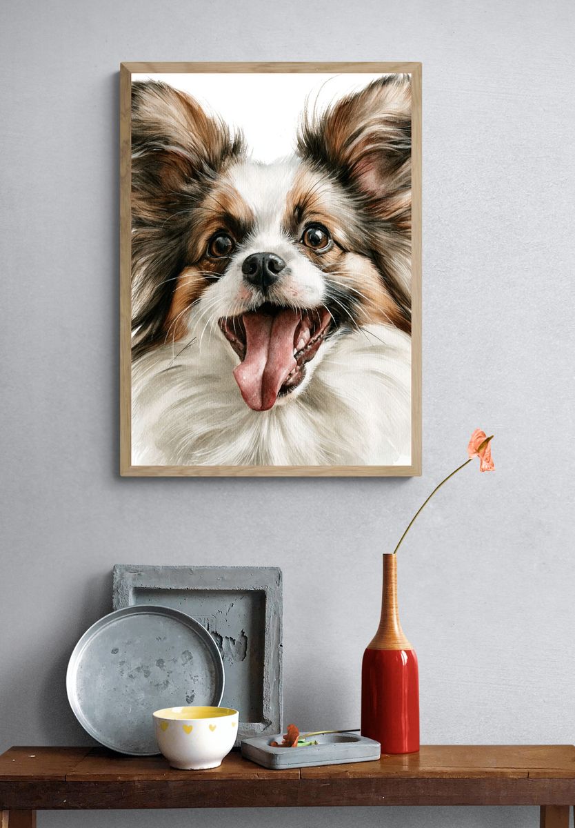 Papillon Dog Watercolor Poster. — room view 3