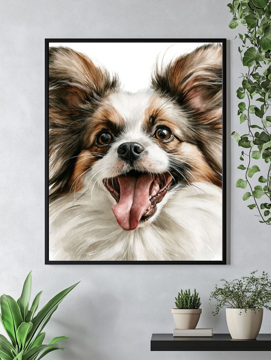 Papillon Dog Watercolor Poster. — room view 4