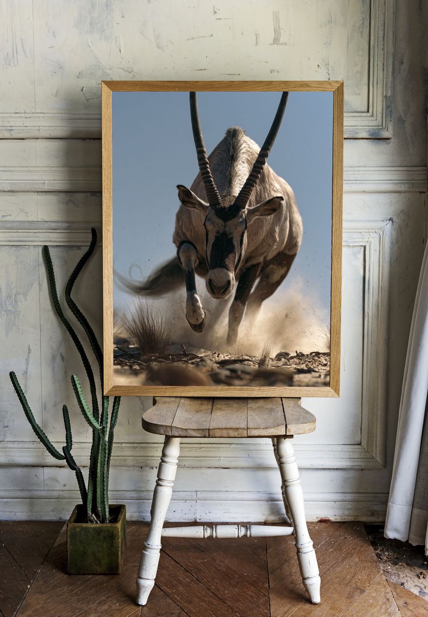 Oryx Charging Wildlife Poster. — room view 1