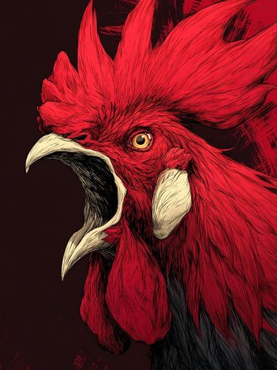 Roaring Red Rooster Illustration Poster. poster print