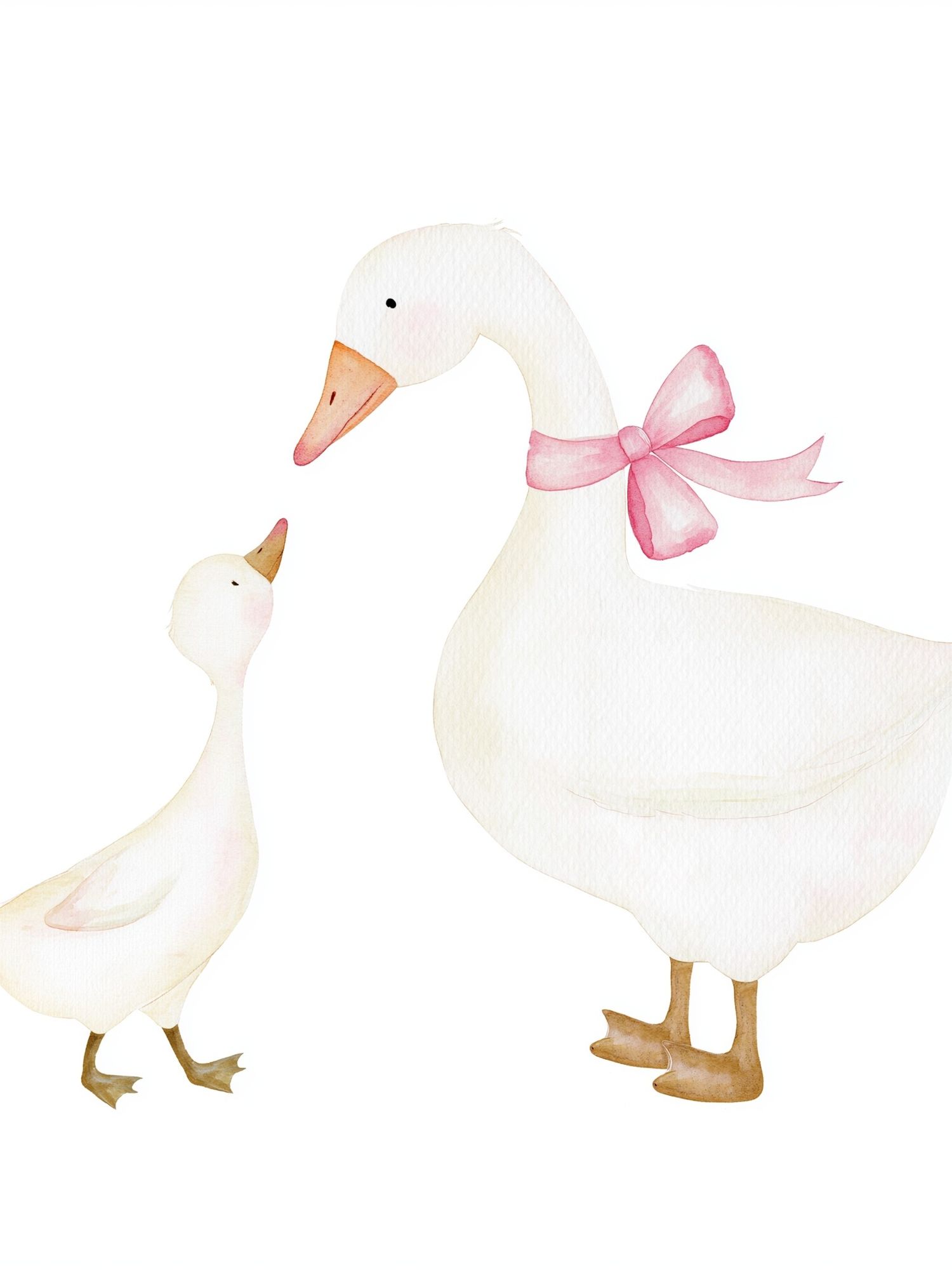 Mother and Duckling Watercolor Poster. poster detail