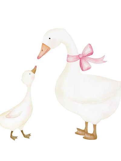 Mother and Duckling Watercolor Poster. poster print