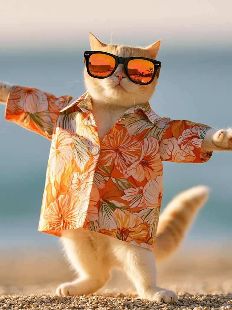 Sunglasses Cat Beach Poster. poster detail