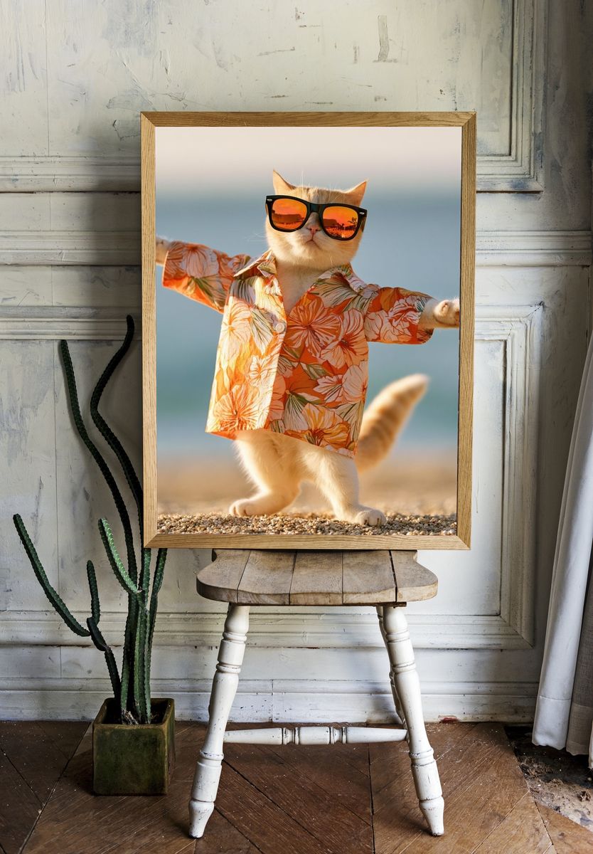 Sunglasses Cat Beach Poster. room preview