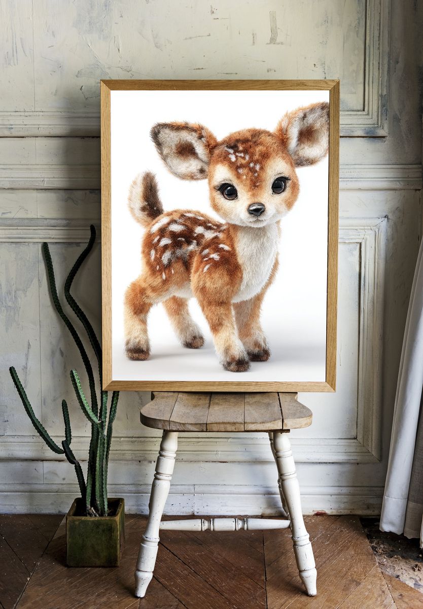 Baby Deer Illustration Poster. room preview