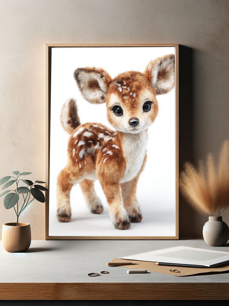 Baby Deer Illustration Poster. — room view 2