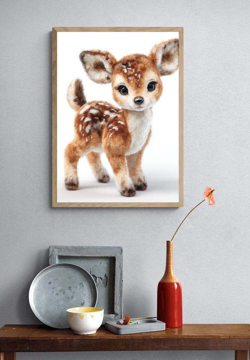 Baby Deer Illustration Poster. — room view 3