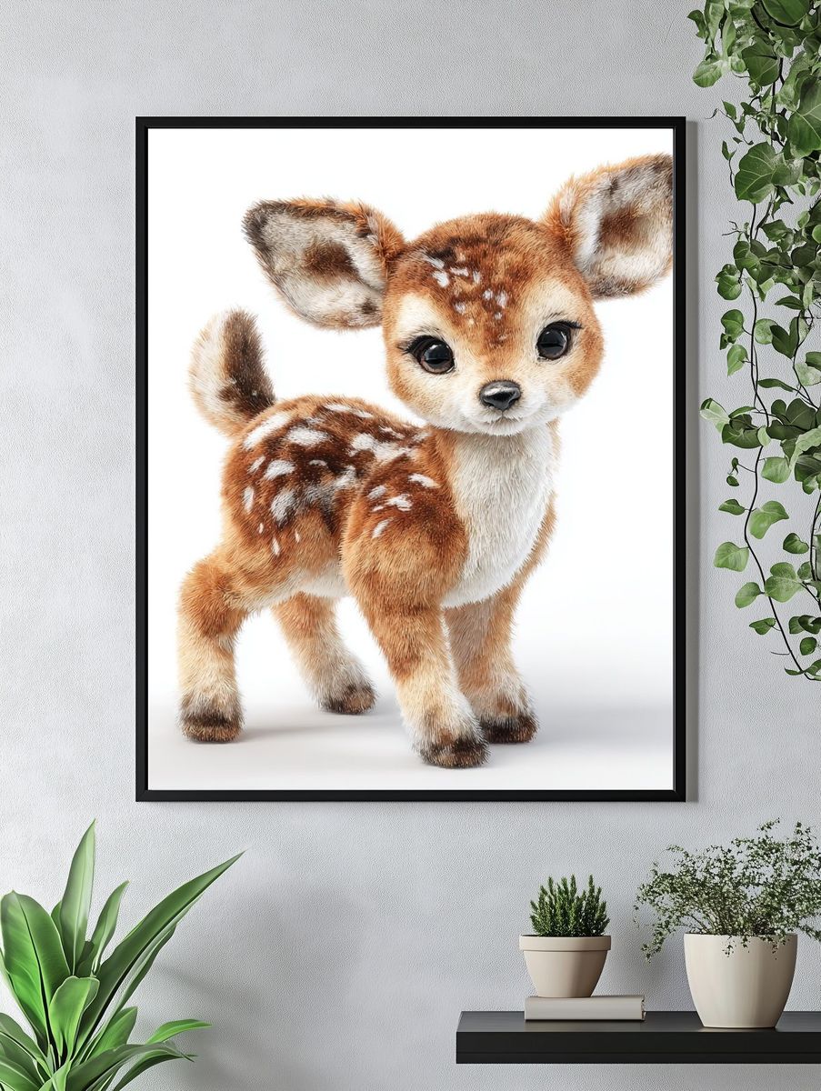 Baby Deer Illustration Poster. — room view 4