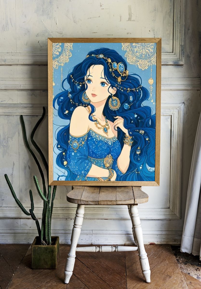 Blue Princess Anime Poster. room preview