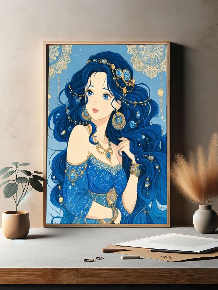 Blue Princess Anime Poster. — room view 2