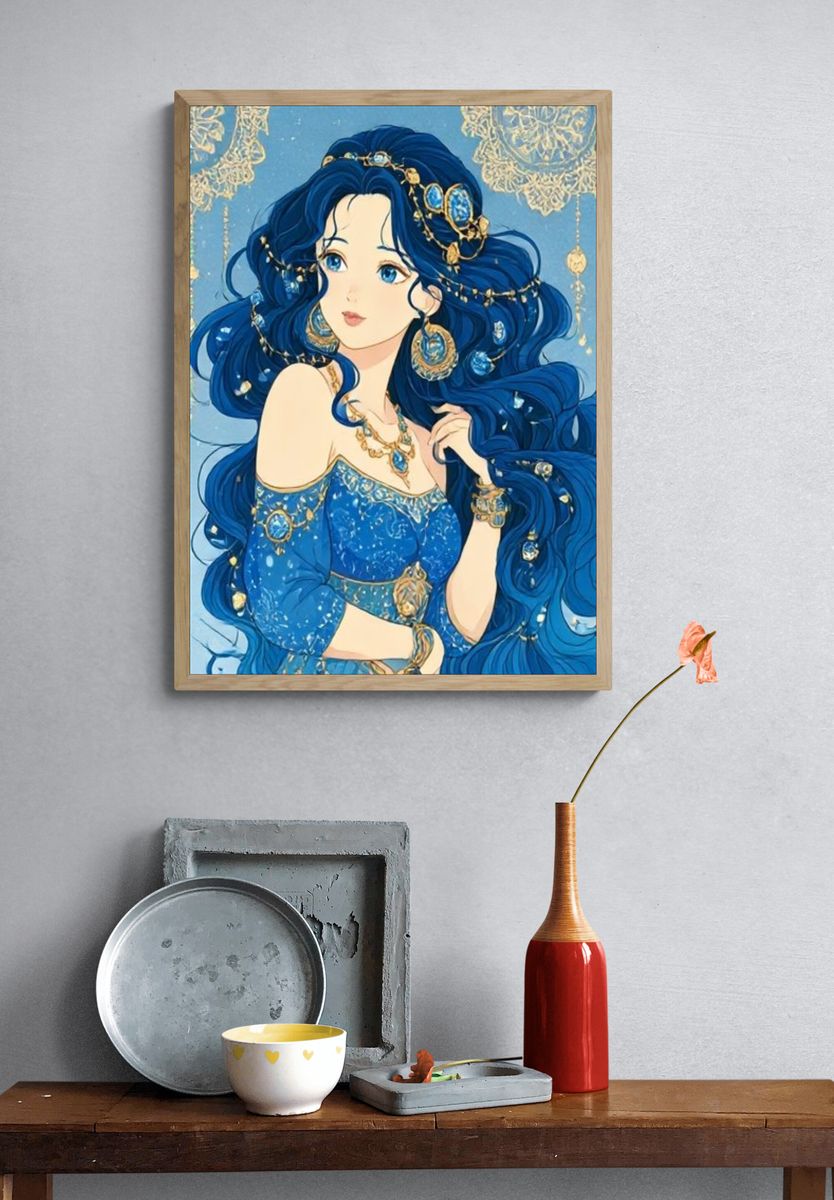 Blue Princess Anime Poster. — room view 3