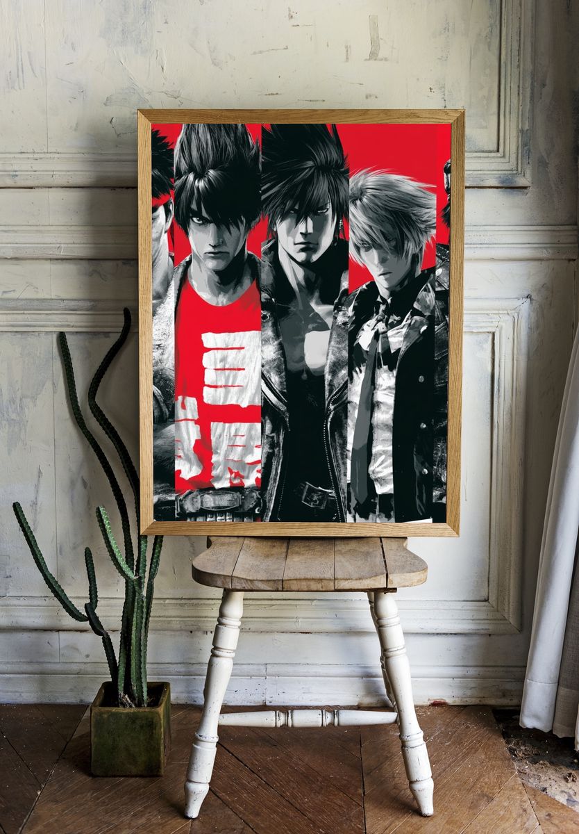Anime Fighters Red Black Poster. room preview