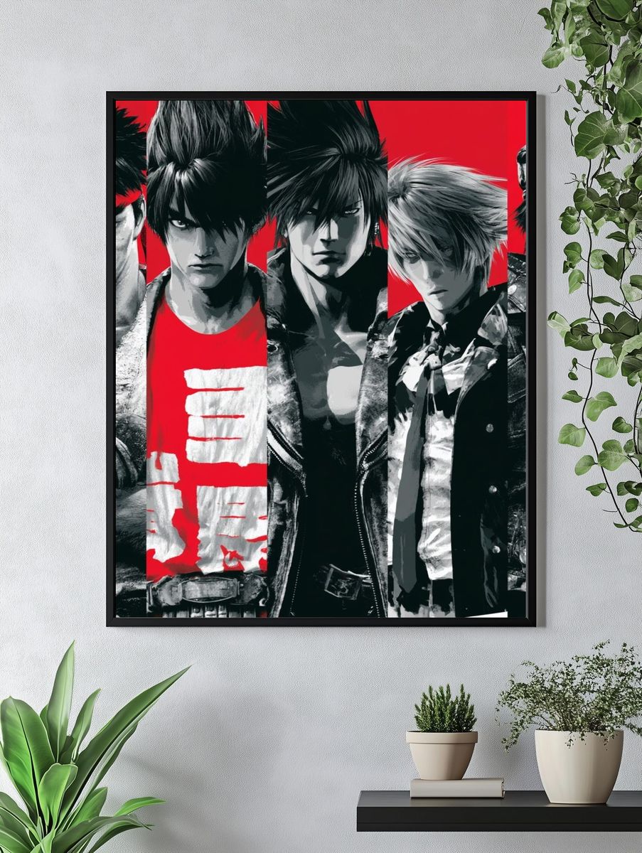 Anime Fighters Red Black Poster. — room view 4