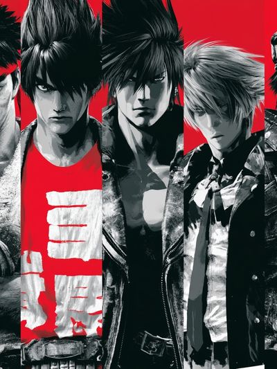 Anime Fighters Red Black Poster.