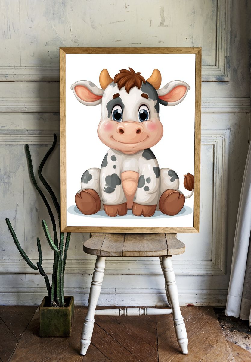 Cute Cow Cartoon Poster. room preview