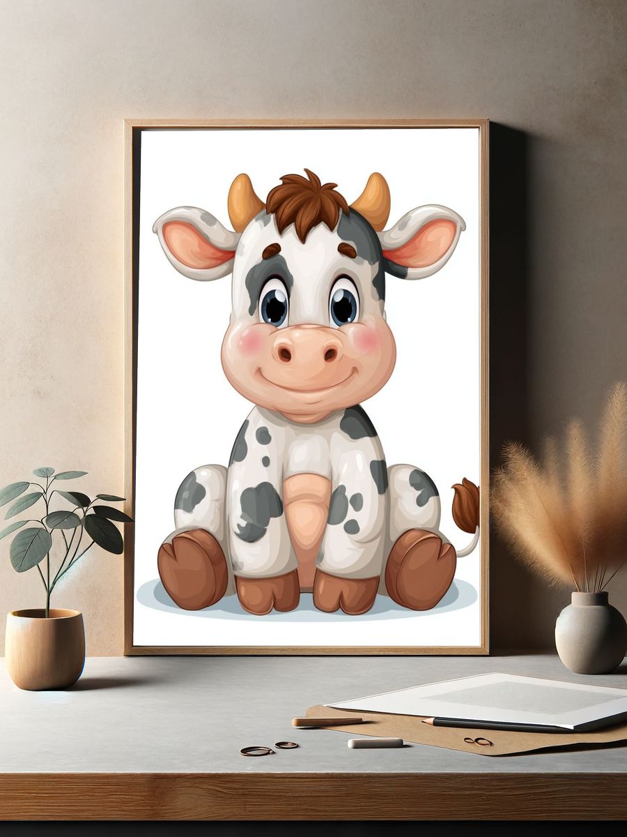 Cute Cow Cartoon Poster. — room view 2