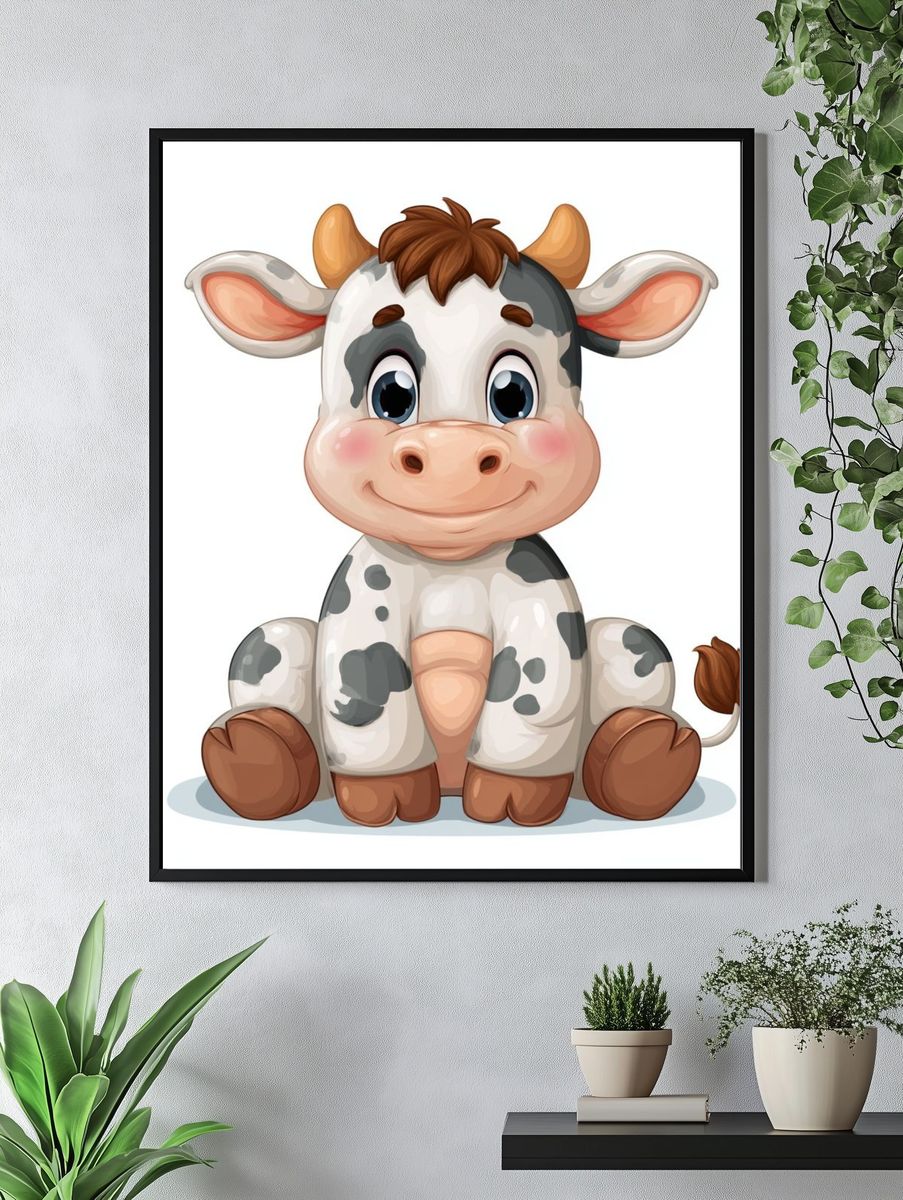 Cute Cow Cartoon Poster. — room view 4