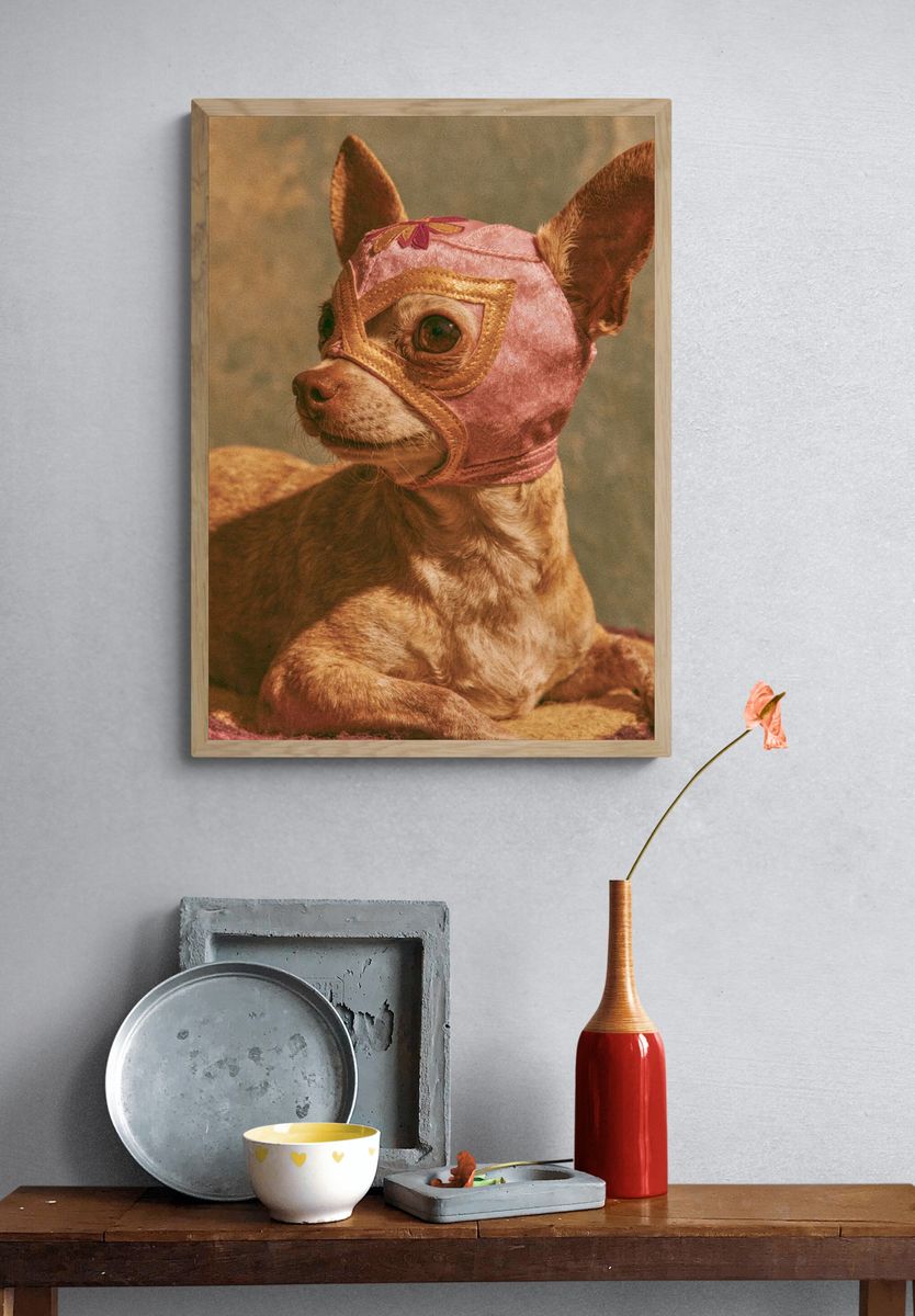 Masked Chihuahua Portrait Print. — room view 3