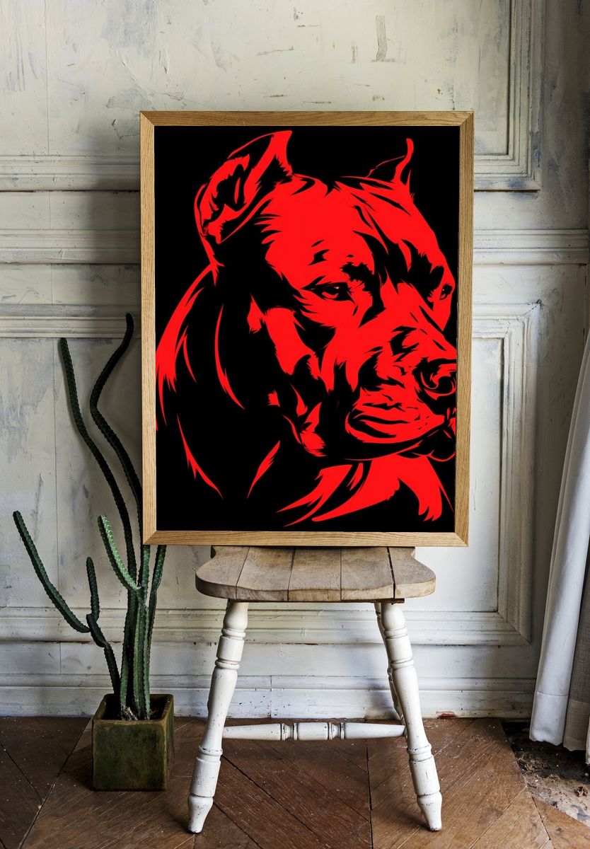Red Pit Bull Portrait Poster. room preview