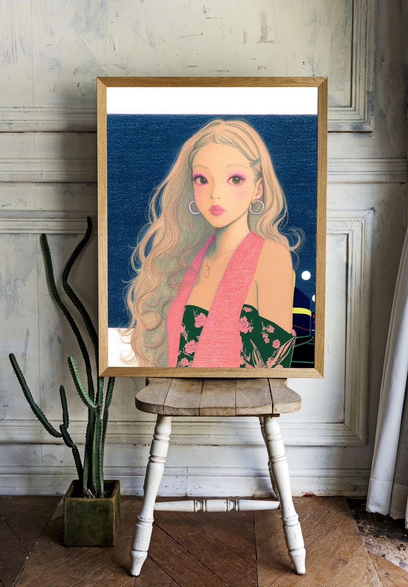 Pastel Anime Portrait Poster. — room view 1