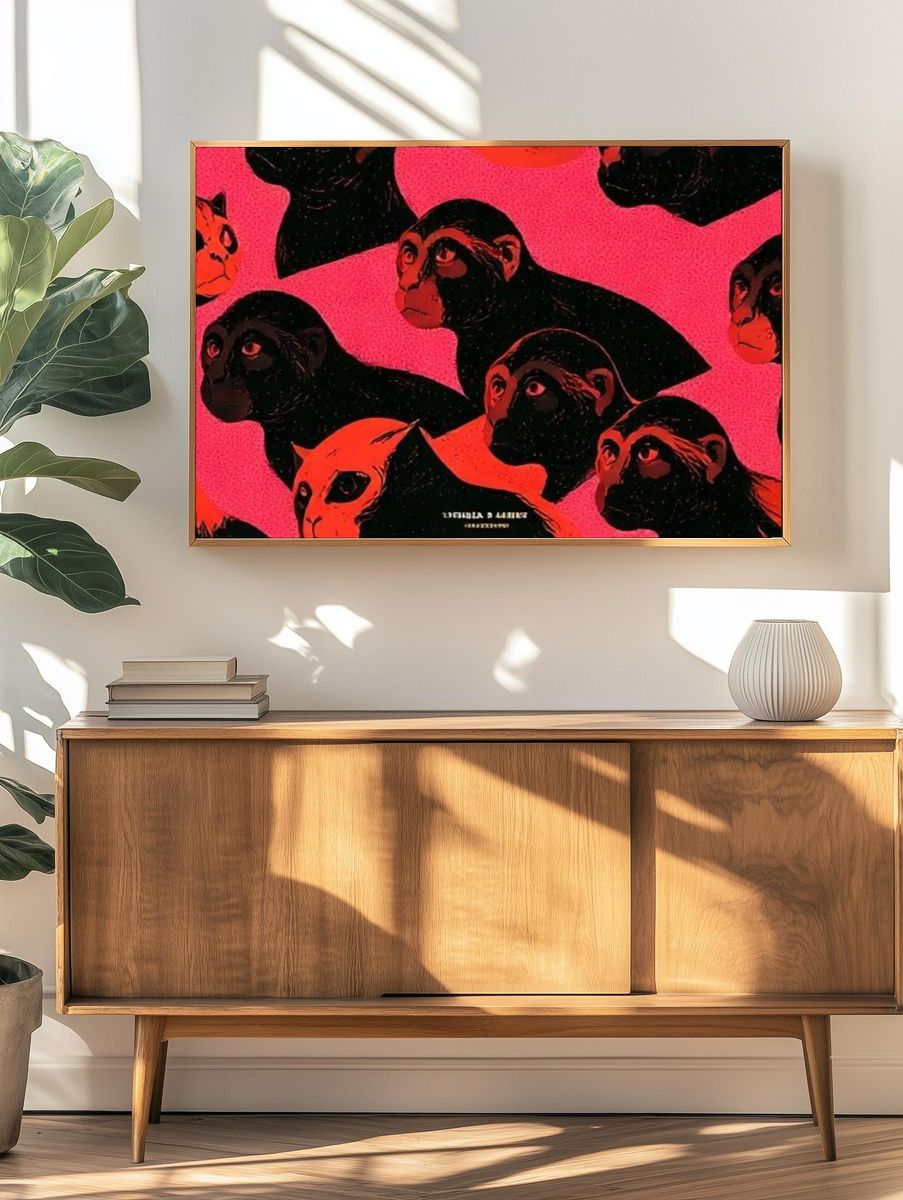 Pop Art Monkey Faces Poster. — room view 3
