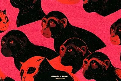 Pop Art Monkey Faces Poster.