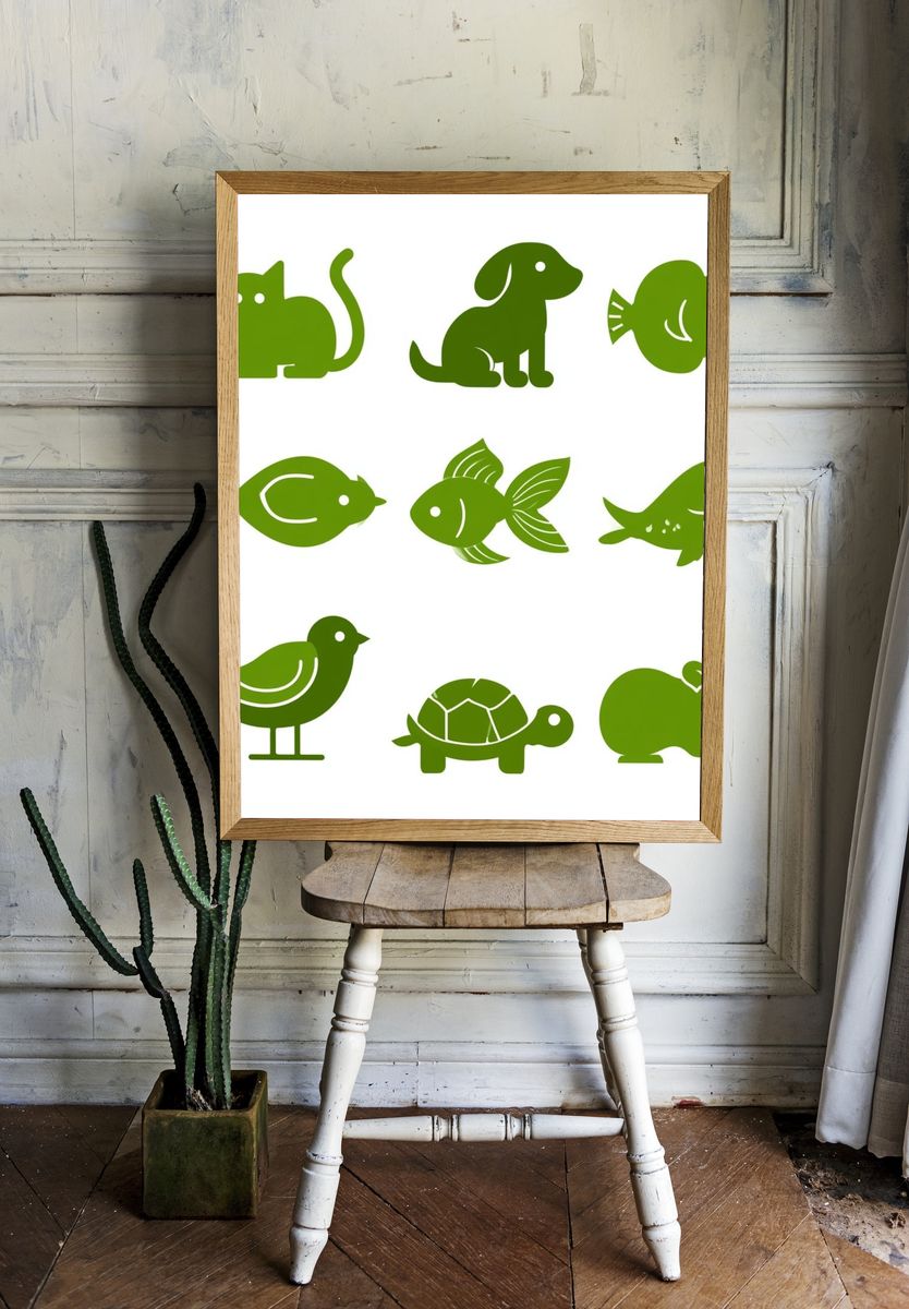 Green Animal Icons Illustration Poster. room preview