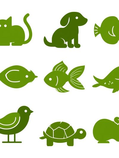 Green Animal Icons Illustration Poster.