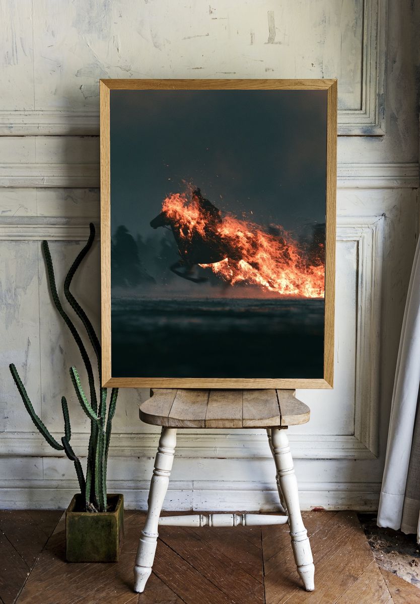 Burning Horse Photography Poster. room preview
