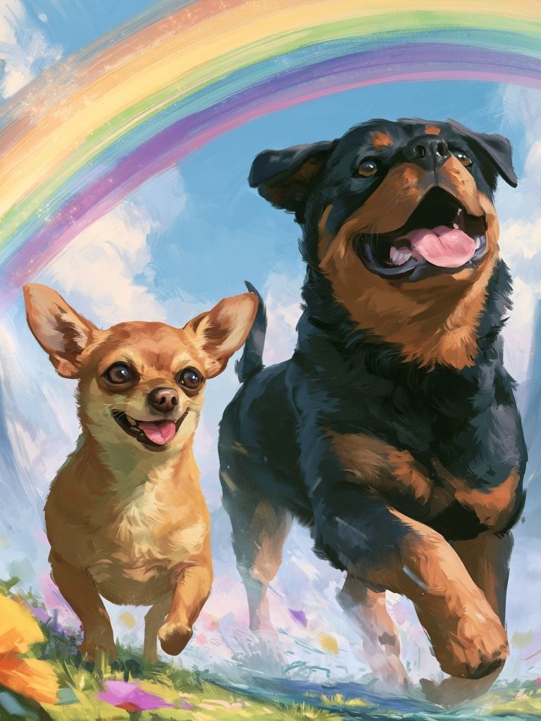 Happy Dogs Rainbow Illustration Poster. poster — animals art
