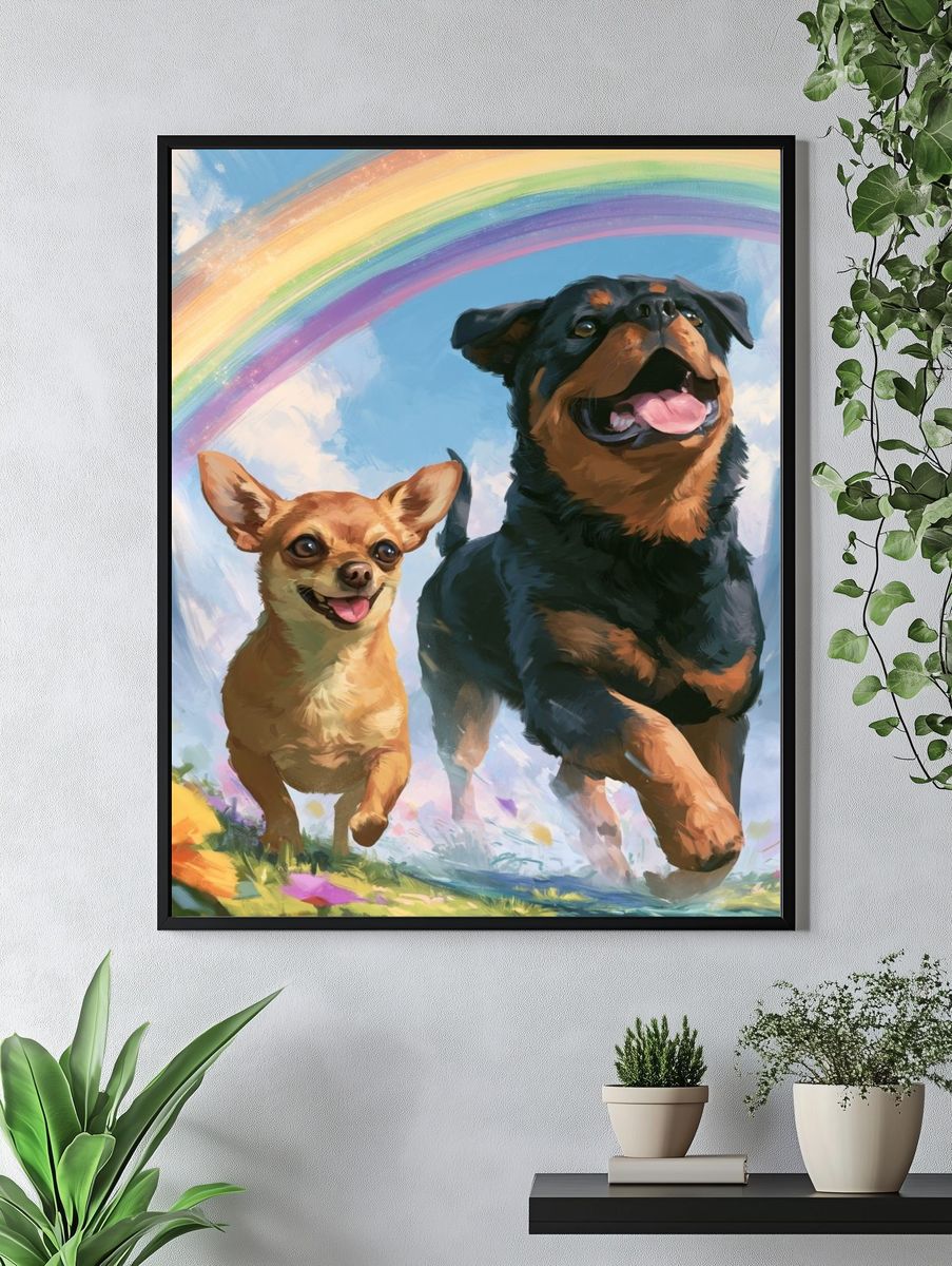 Happy Dogs Rainbow Illustration Poster. — room view 4
