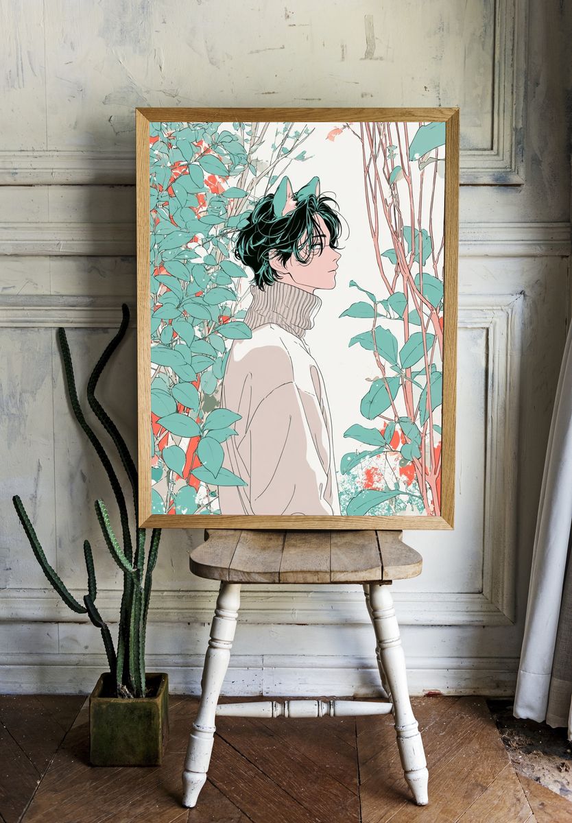 Anime Forest Portrait Print. — room view 1