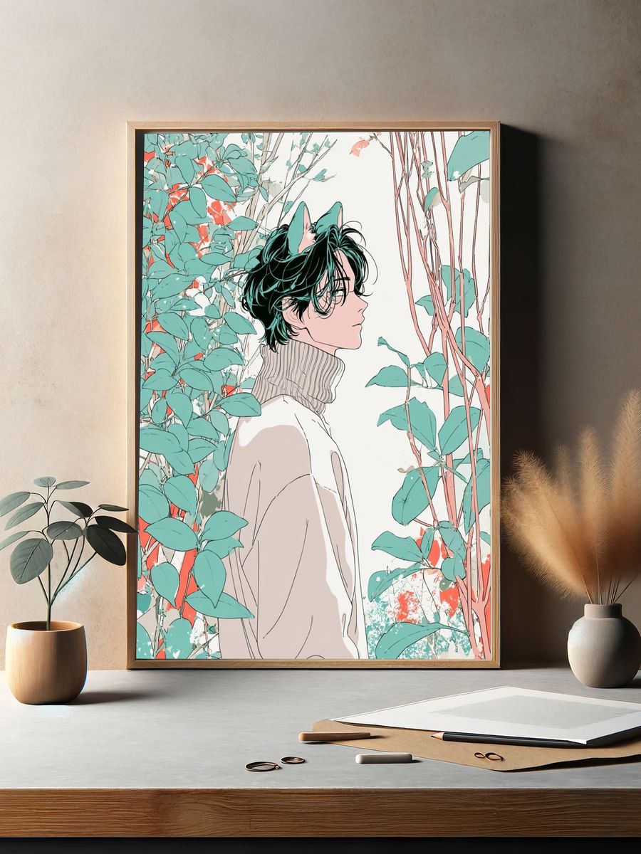 Anime Forest Portrait Print. — room view 2