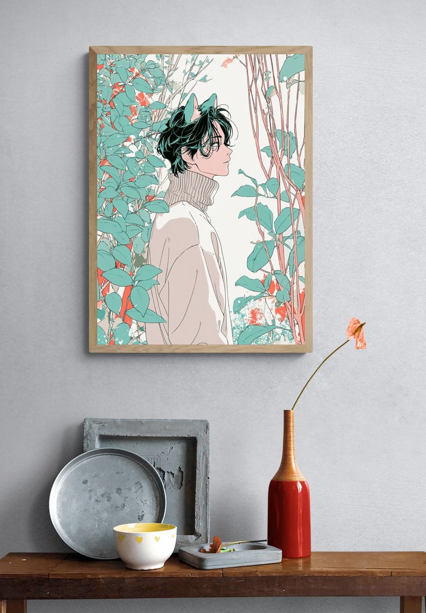 Anime Forest Portrait Print. — room view 3