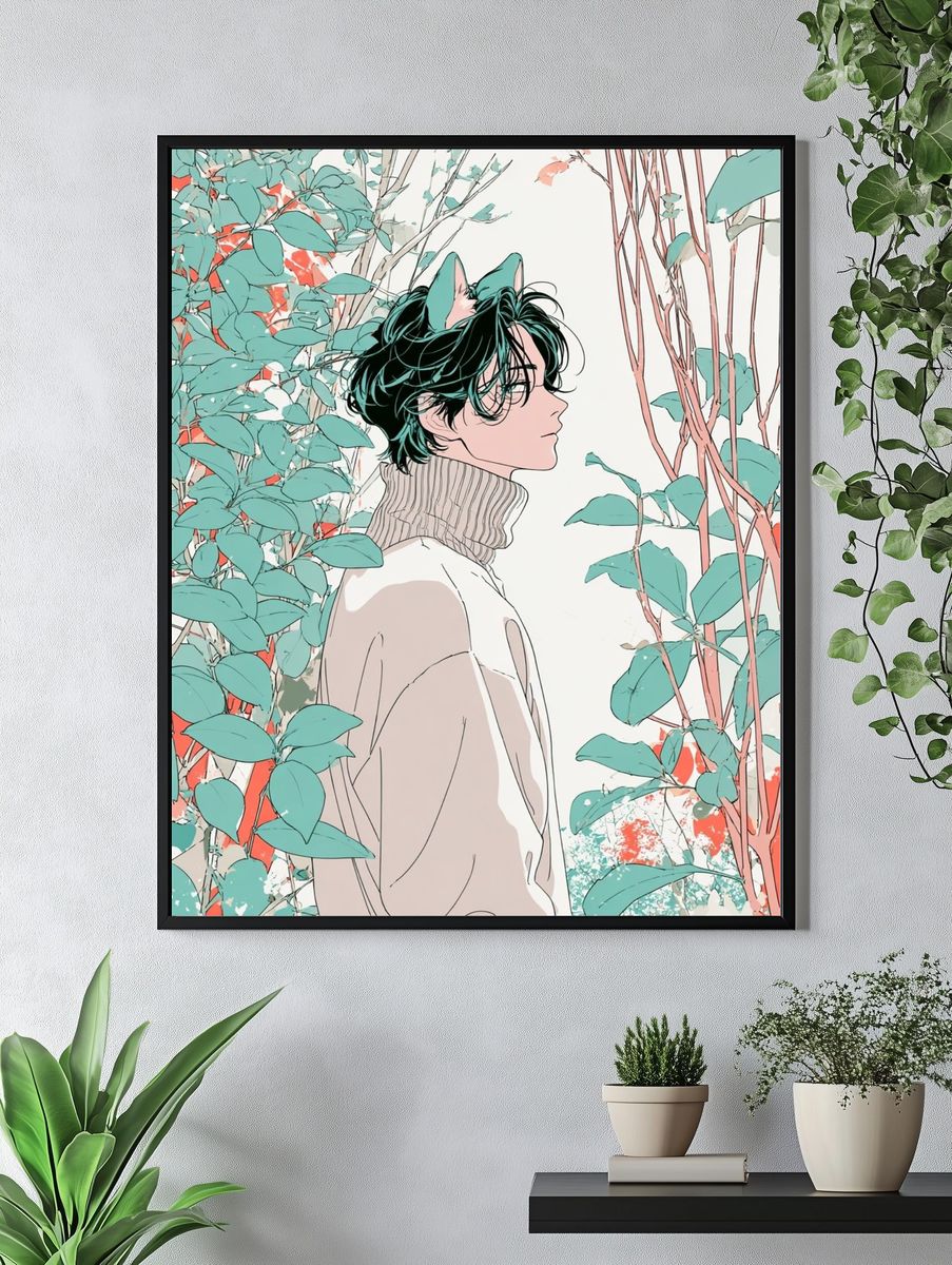 Anime Forest Portrait Print. — room view 4