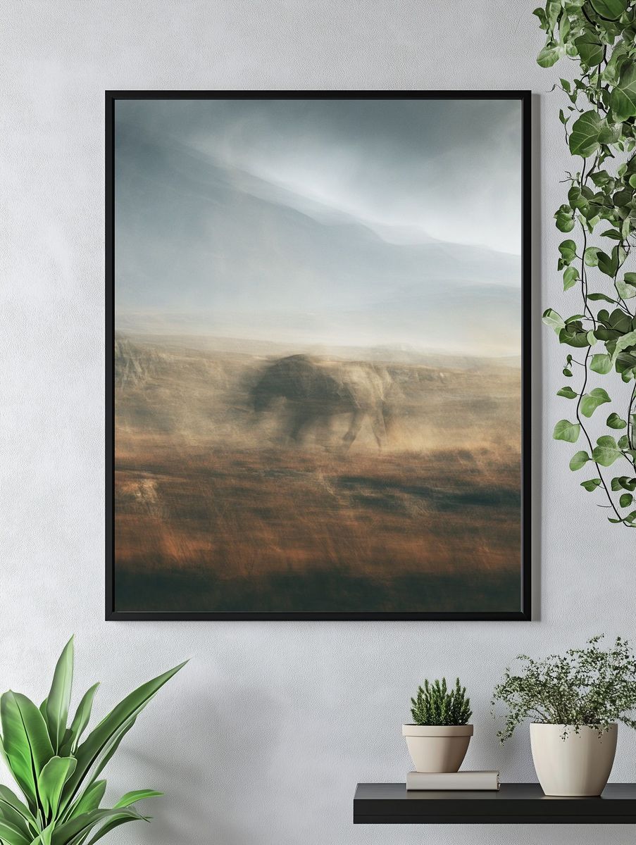 Misty Elephant Landscape Print. — room view 4