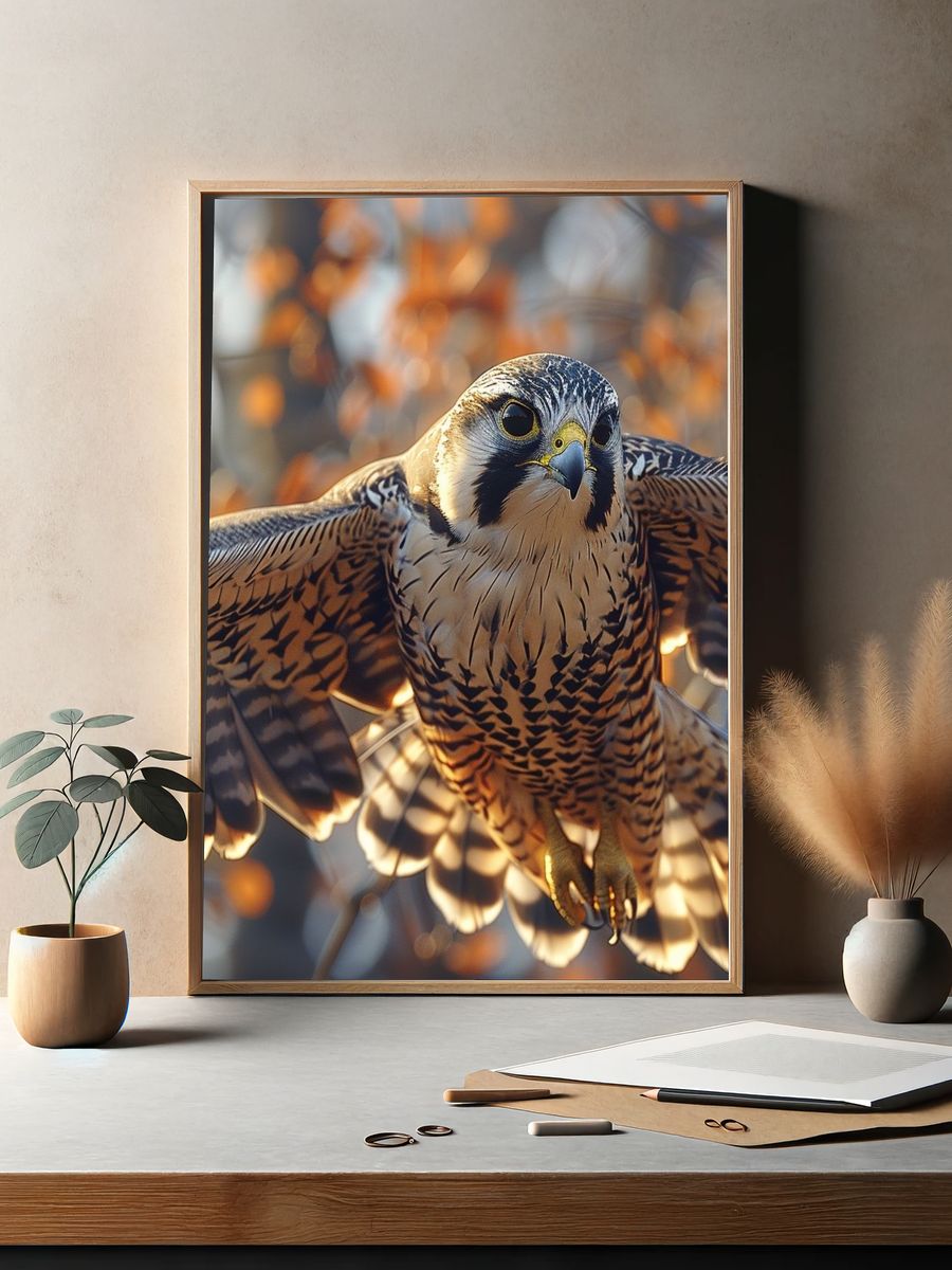 Peregrine Falcon Wildlife Photography Poster. — room view 2